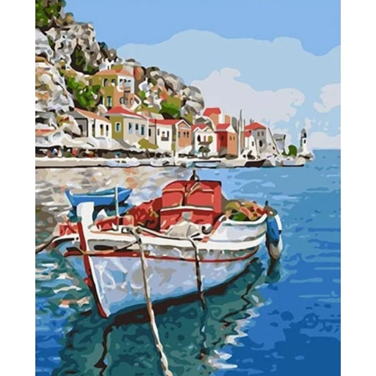 Landscape Boat Diy Paint By Numbers Kits VM91384 - NEEDLEWORK KITS