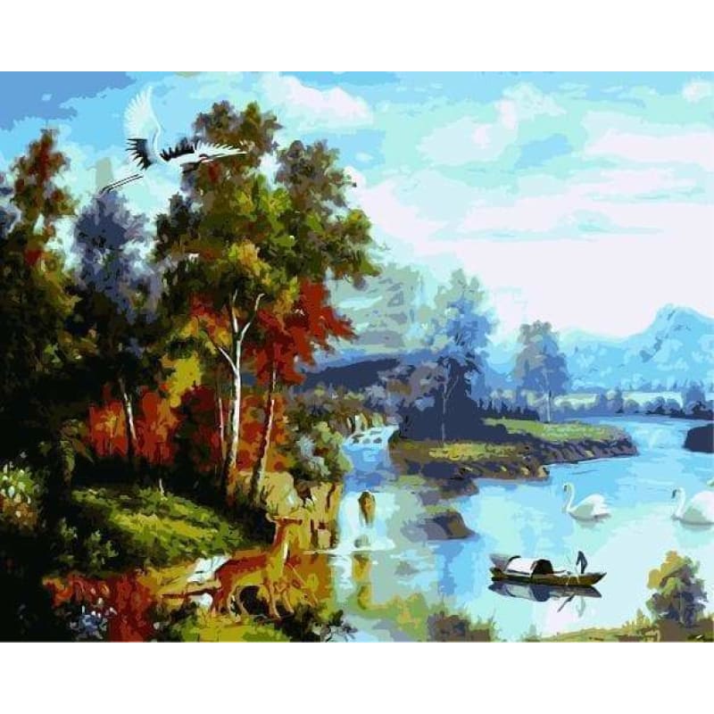 Landscape Mountain Lake Diy Paint By Numbers Kits ZXE543-23 - NEEDLEWORK KITS