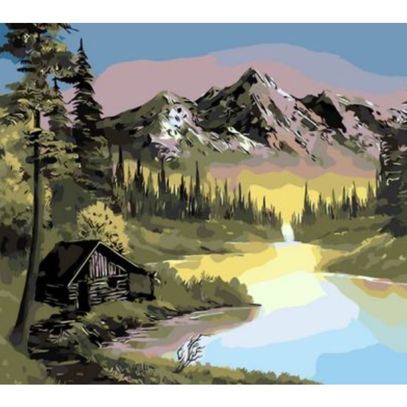 Landscape Mountain Lake Diy Paint By Numbers Kits ZXQ114 - NEEDLEWORK KITS