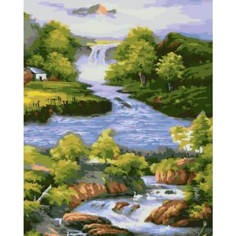 Landscape Mountain Lake Diy Paint By Numbers Kits ZXQ1996 - NEEDLEWORK KITS