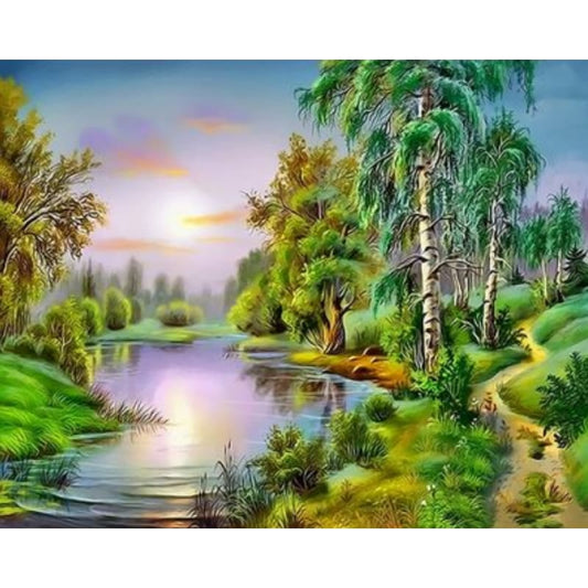 Landscape Mountain Lake Diy Paint By Numbers Kits ZXQ2268 - NEEDLEWORK KITS