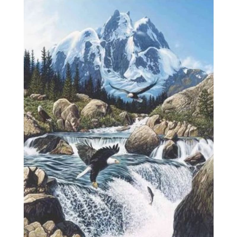 Landscape Mountain Lake Diy Paint By Numbers Kits ZXQ2351 VM80001 - NEEDLEWORK KITS