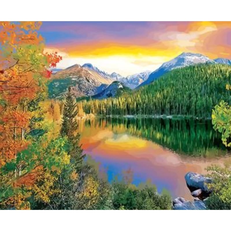 Landscape Mountain Lake Diy Paint By Numbers Kits ZXQ2773 - NEEDLEWORK KITS