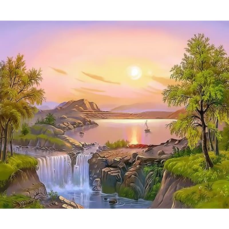 Landscape Mountain Lake Diy Paint By Numbers Kits ZXQ3133 - NEEDLEWORK KITS