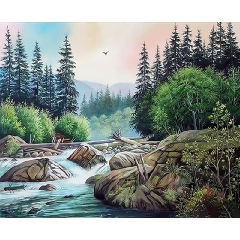 Landscape Mountain Lake Diy Paint By Numbers Kits ZXQ3296 - NEEDLEWORK KITS