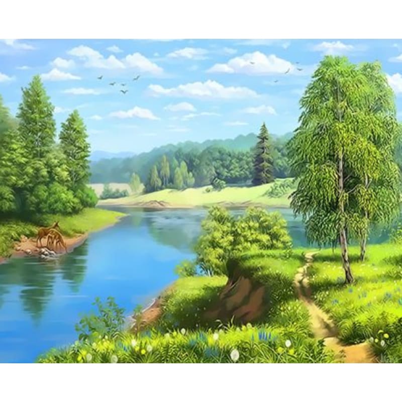 Landscape Mountain Lake Diy Paint By Numbers Kits ZXQ3315 - NEEDLEWORK KITS