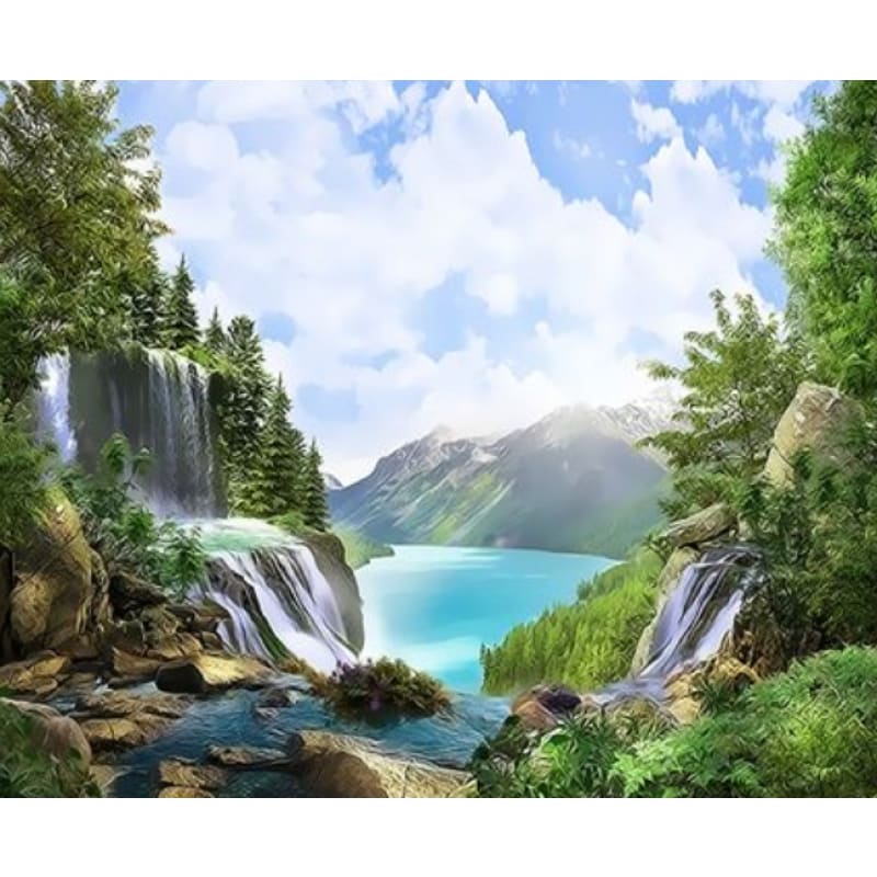 Landscape Mountain Lake Diy Paint By Numbers Kits ZXQ3467 - NEEDLEWORK KITS