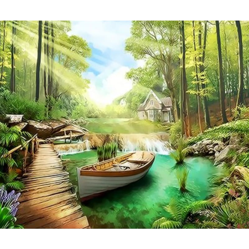 Landscape Mountain Lake Diy Paint By Numbers Kits ZXQ3529 - NEEDLEWORK KITS