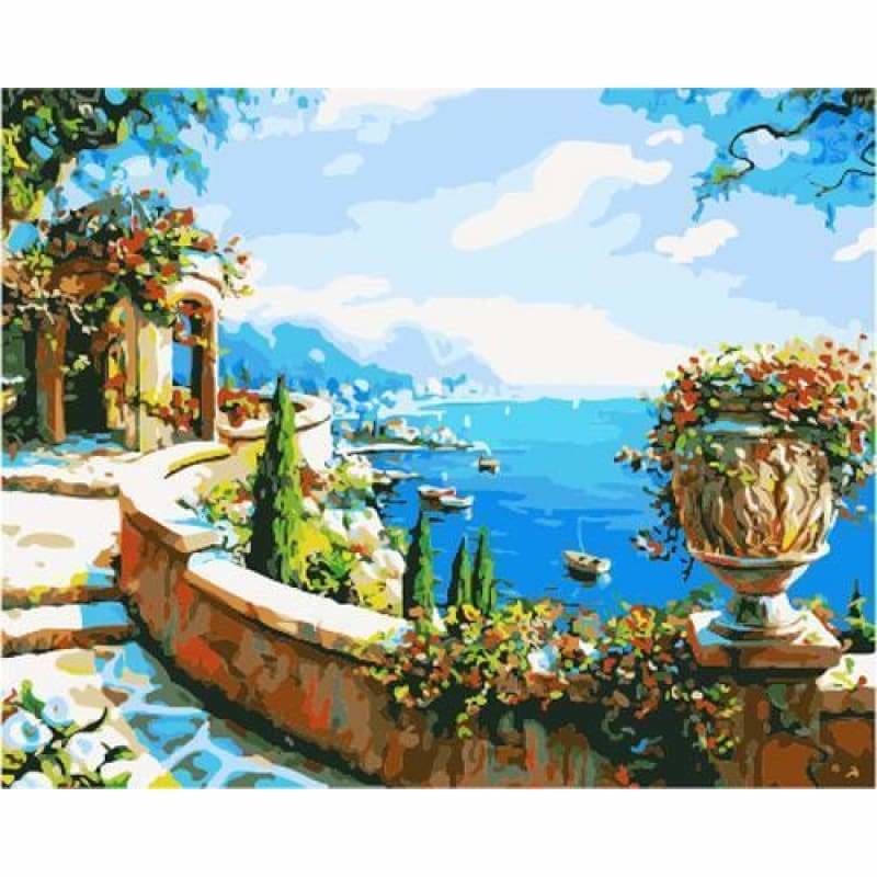 Landscape Seaside Town Diy Paint By Numbers Kits ZXB987-21 - NEEDLEWORK KITS