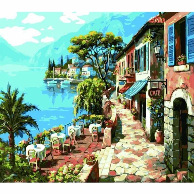 Landscape Seaside Town Diy Paint By Numbers Kits ZXE385-30 - NEEDLEWORK KITS