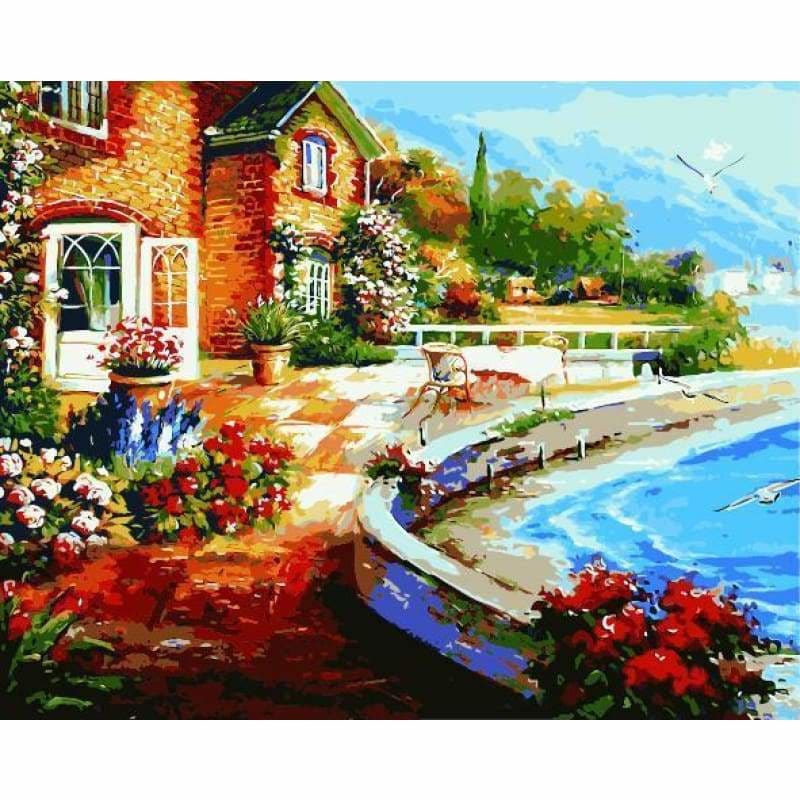 Landscape Seaside Town Diy Paint By Numbers Kits ZXE542-23 - NEEDLEWORK KITS