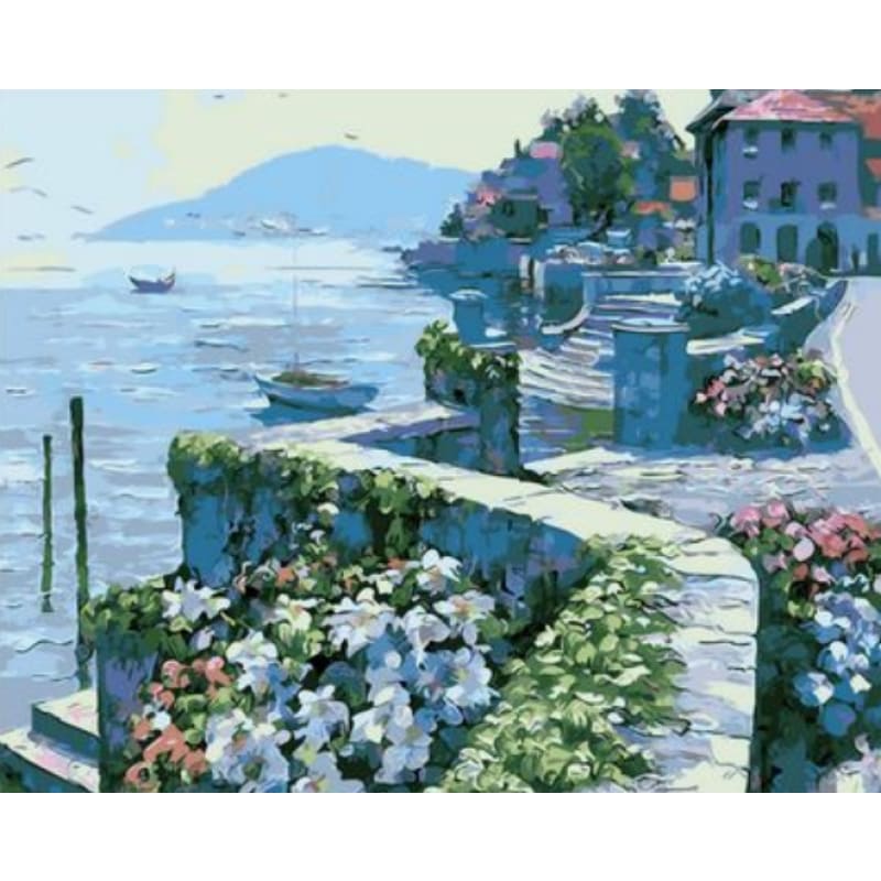 Landscape Seaside Town Diy Paint By Numbers Kits ZXQ1466 - NEEDLEWORK KITS