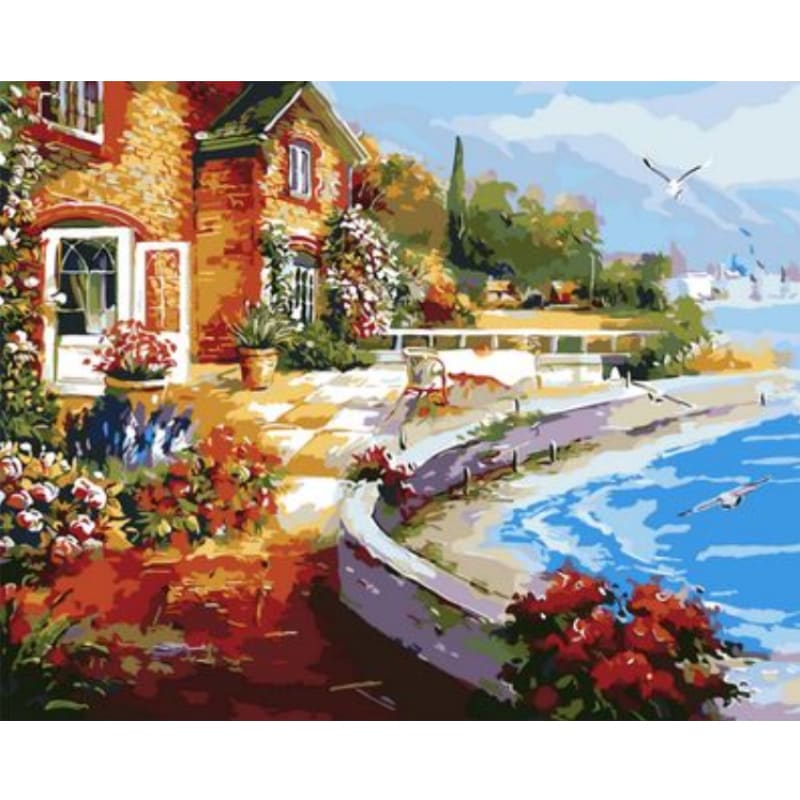 Landscape Seaside Town Diy Paint By Numbers Kits ZXQ1502 - NEEDLEWORK KITS