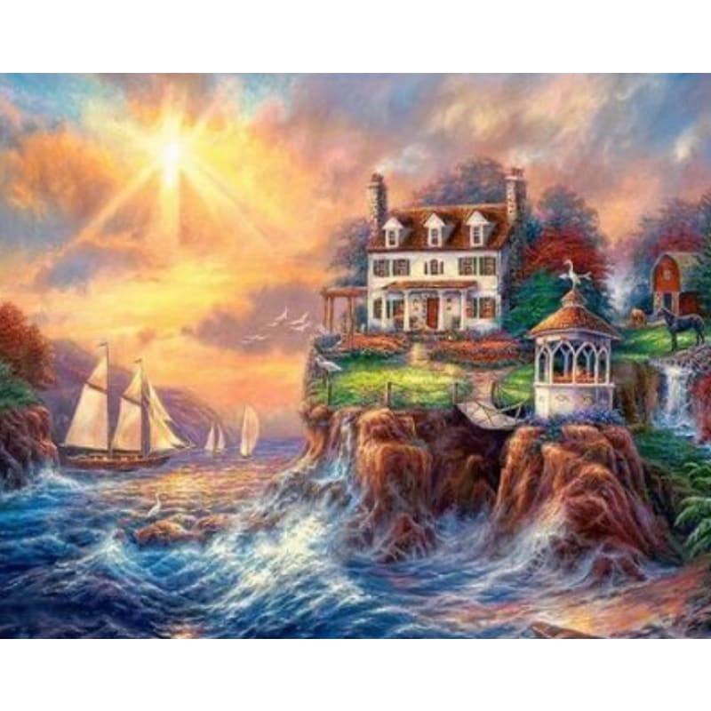 Landscape Seaside Town Diy Paint By Numbers Kits ZXQ2337-19 - NEEDLEWORK KITS