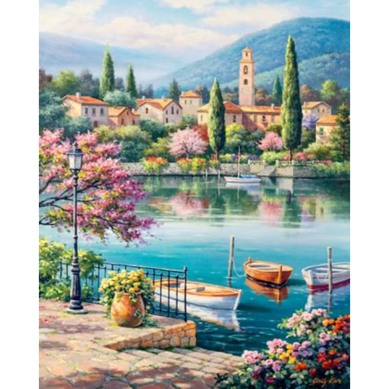 Landscape Seaside Town Diy Paint By Numbers Kits ZXQ2864 - NEEDLEWORK KITS