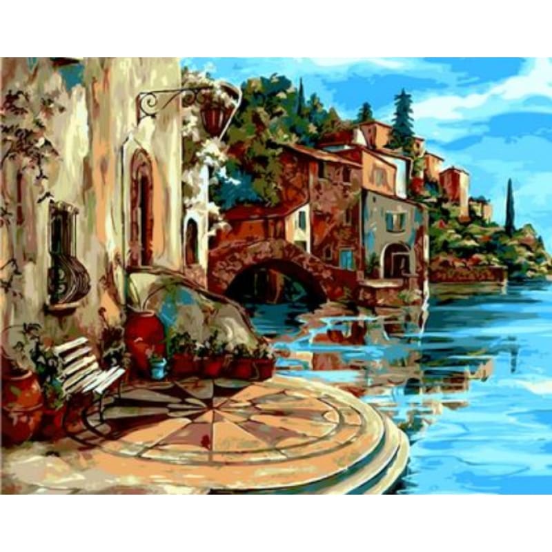 Landscape Seaside Town Diy Paint By Numbers Kits ZXQ887-26 - NEEDLEWORK KITS