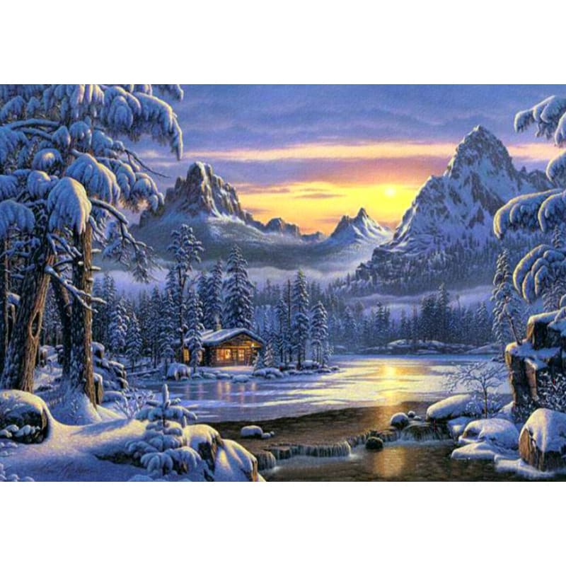 Landscape Snow Village Diy Paint By Numbers Kits PBN91468 - NEEDLEWORK KITS