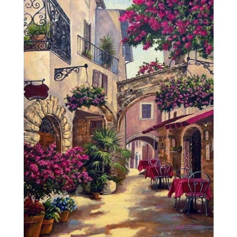 Landscape Street Diy Paint By Numbers Kits Uk VM90786 - NEEDLEWORK KITS