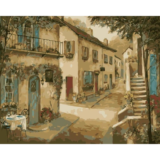 Landscape Street Diy Paint By Numbers Kits WM-1174 - NEEDLEWORK KITS