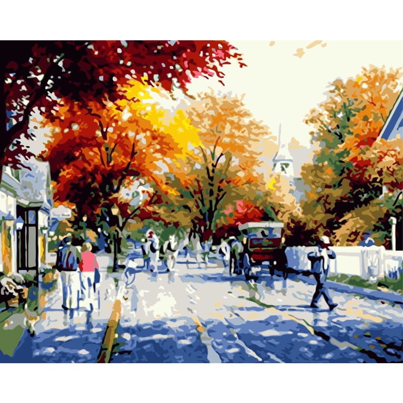 Landscape Street Diy Paint By Numbers Kits WM-233 - NEEDLEWORK KITS