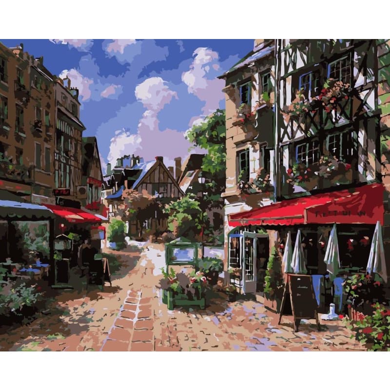 Landscape Street Diy Paint By Numbers Kits WM-892 ZXB802 - NEEDLEWORK KITS