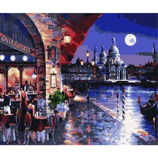 Landscape Street Diy Paint By Numbers Kits ZXE412 - NEEDLEWORK KITS