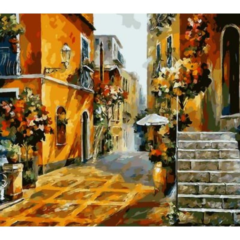 Landscape Street Diy Paint By Numbers Kits ZXQ018 - NEEDLEWORK KITS