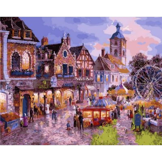 Landscape Street Diy Paint By Numbers Kits ZXQ1503-28 - NEEDLEWORK KITS