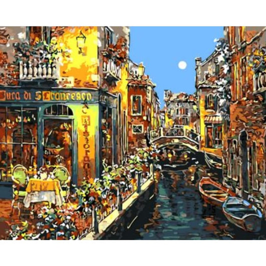 Landscape Street Diy Paint By Numbers Kits ZXQ757-23 - NEEDLEWORK KITS