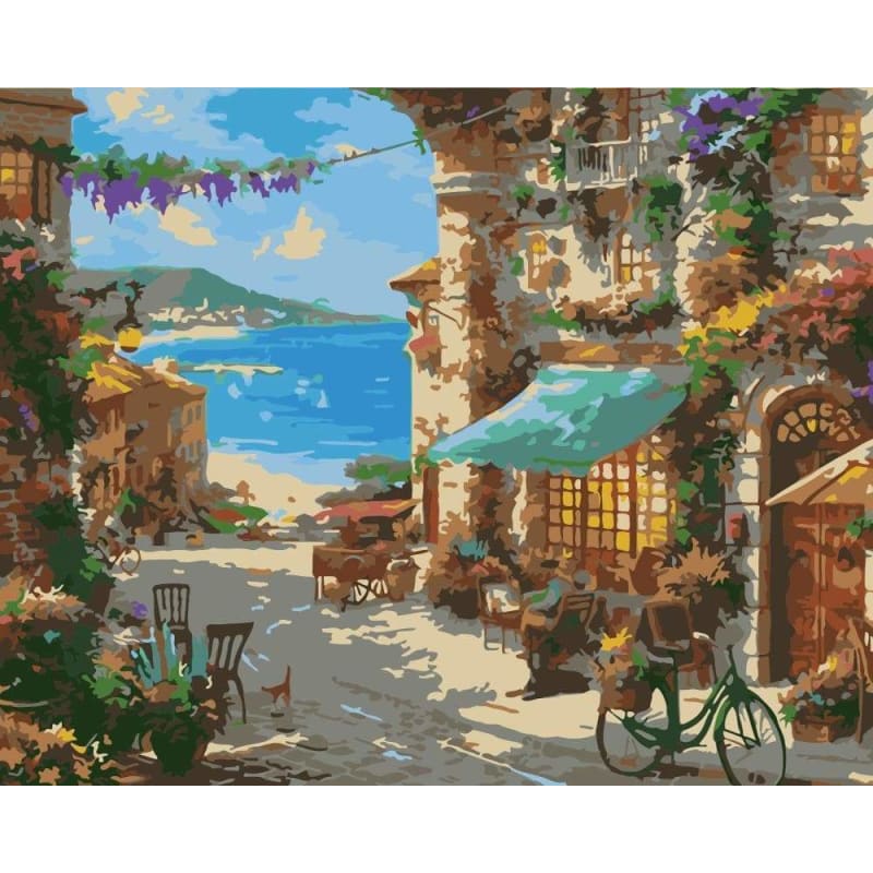 Landscape Town Diy Paint By Numbers Kits WM-1693 - NEEDLEWORK KITS