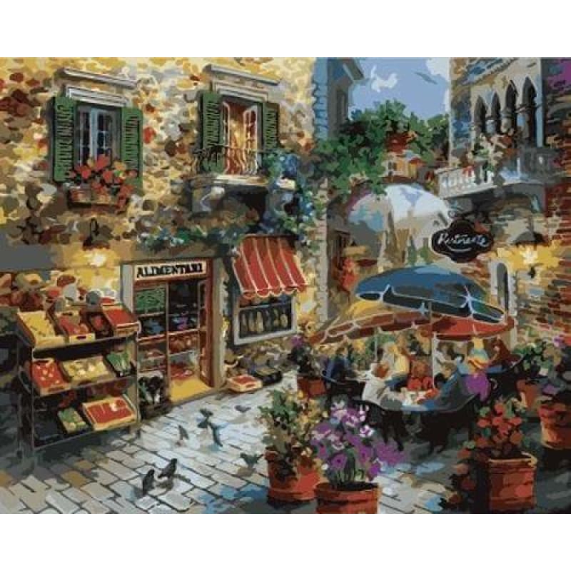 Landscape Town Street Diy Paint By Numbers ZXB611 - NEEDLEWORK KITS