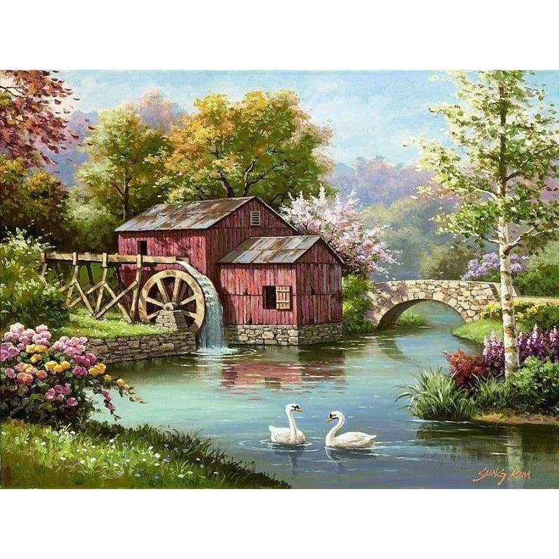 Landscape Village Diy Paint By Numbers Kits PBN91134 - NEEDLEWORK KITS