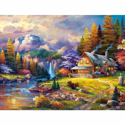 Landscape Village Diy Paint By Numbers Kits PBN93028 - NEEDLEWORK KITS