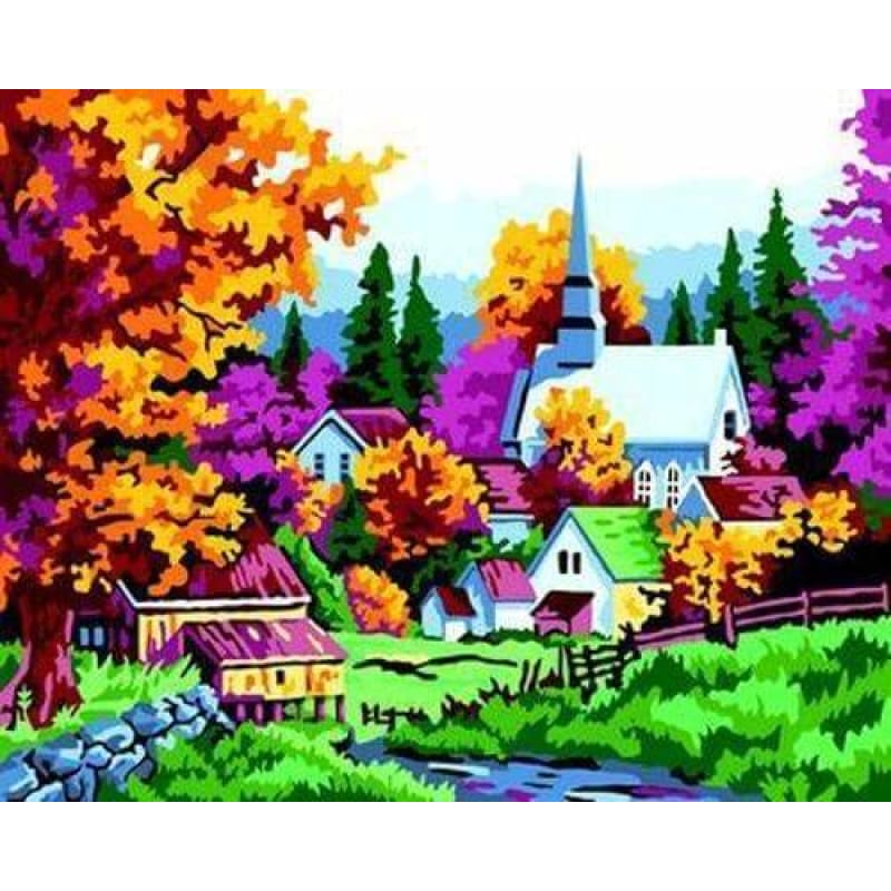 Landscape Village Paint By Numbers Kits ZXB240-18 - NEEDLEWORK KITS