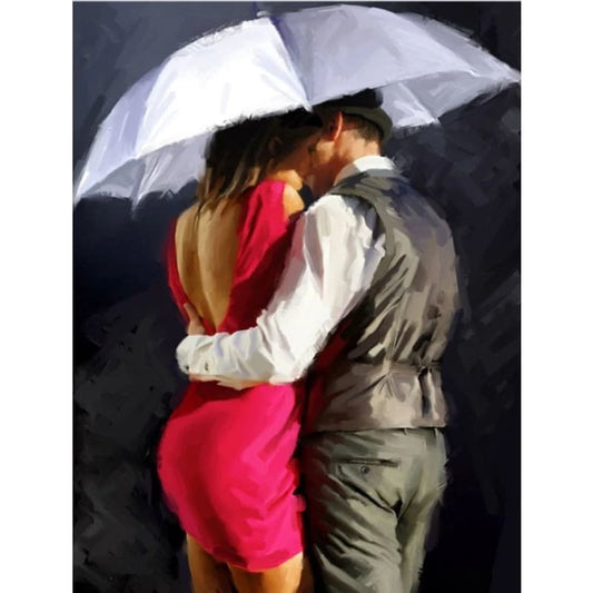 Lovers Under Umbrella Diy Paint By Numbers Kits ZXQ141-22 - NEEDLEWORK KITS