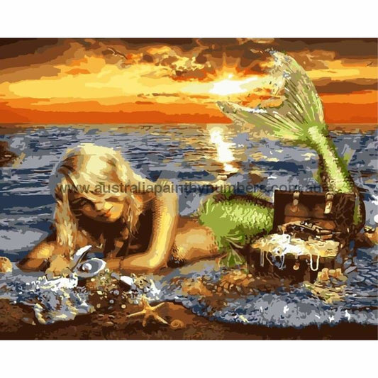 Mermaid Diy Paint By Numbers Kits WM-1547 - NEEDLEWORK KITS