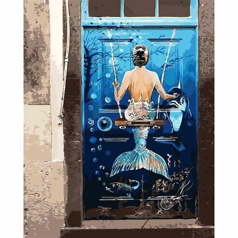 Mermaid Door Diy Paint By Numbers Kits ZXQ460 - NEEDLEWORK KITS