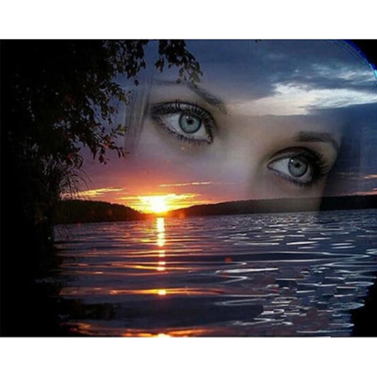 Nature Sunset Lake Eyes Diy Paint By Numbers Kits VM00035 - NEEDLEWORK KITS