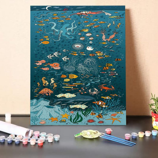 Paint by Numbers Kit-All Kinds Of Fish