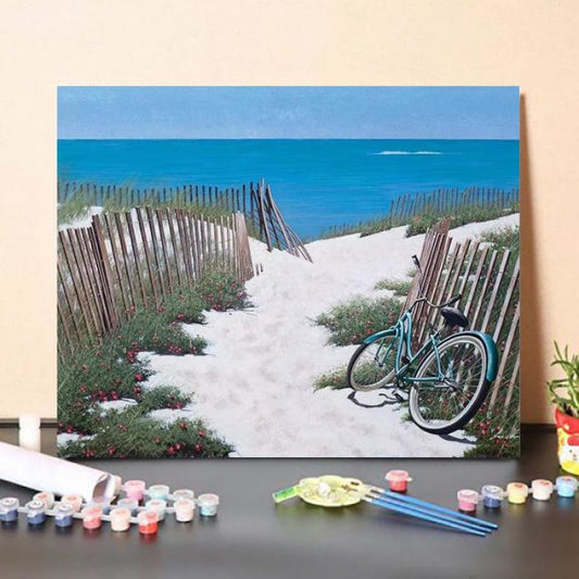 Paint By Numbers Kit Beach Bike I