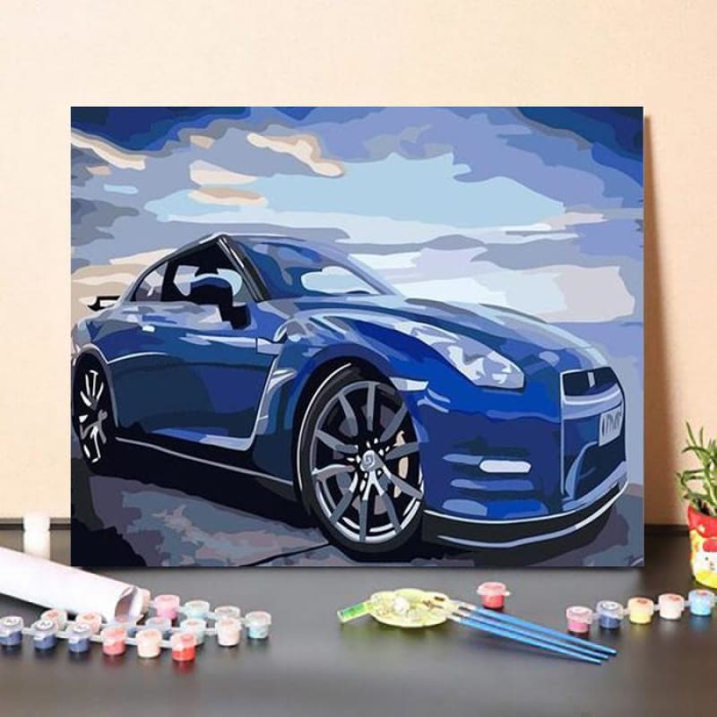 Paint By Numbers Kit Blue Sports Car