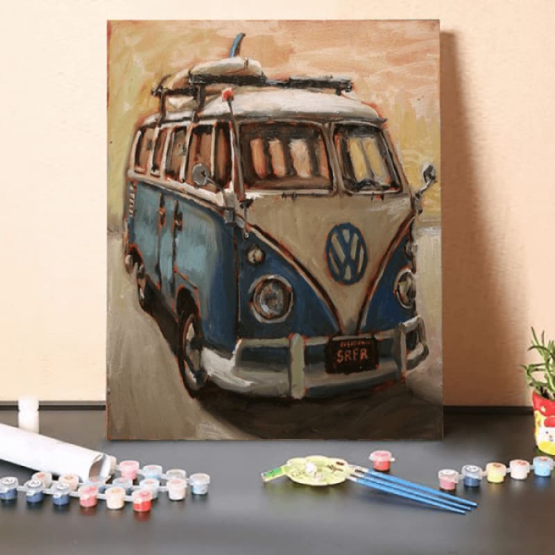 Paint by Numbers Kit-Blue Volkswagen Bus