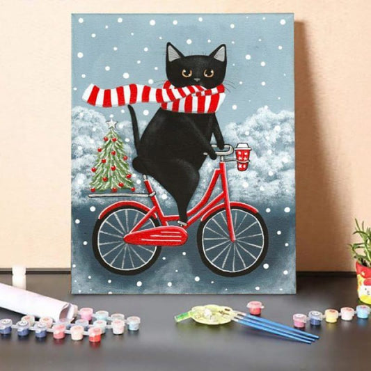 Paint by Numbers Kit – Christmas Tree and Coffee Bicycle
