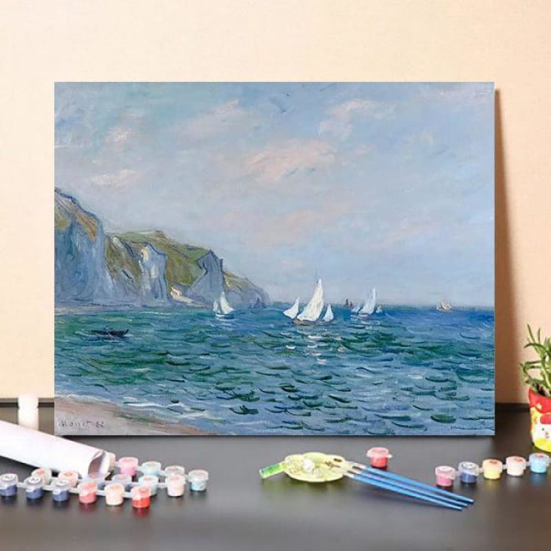 Paint By Numbers Kit Cliffs and Sailboats at Pourville