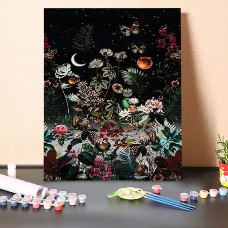 Paint by Numbers Kit-Crescent and Flowers