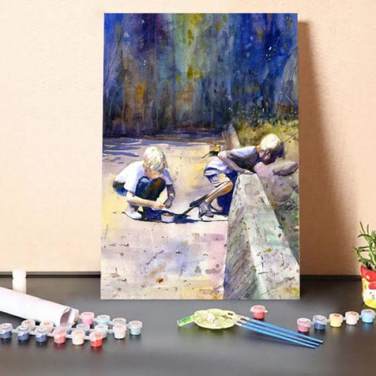 Paint By Numbers Kit-Fishing and Childhood