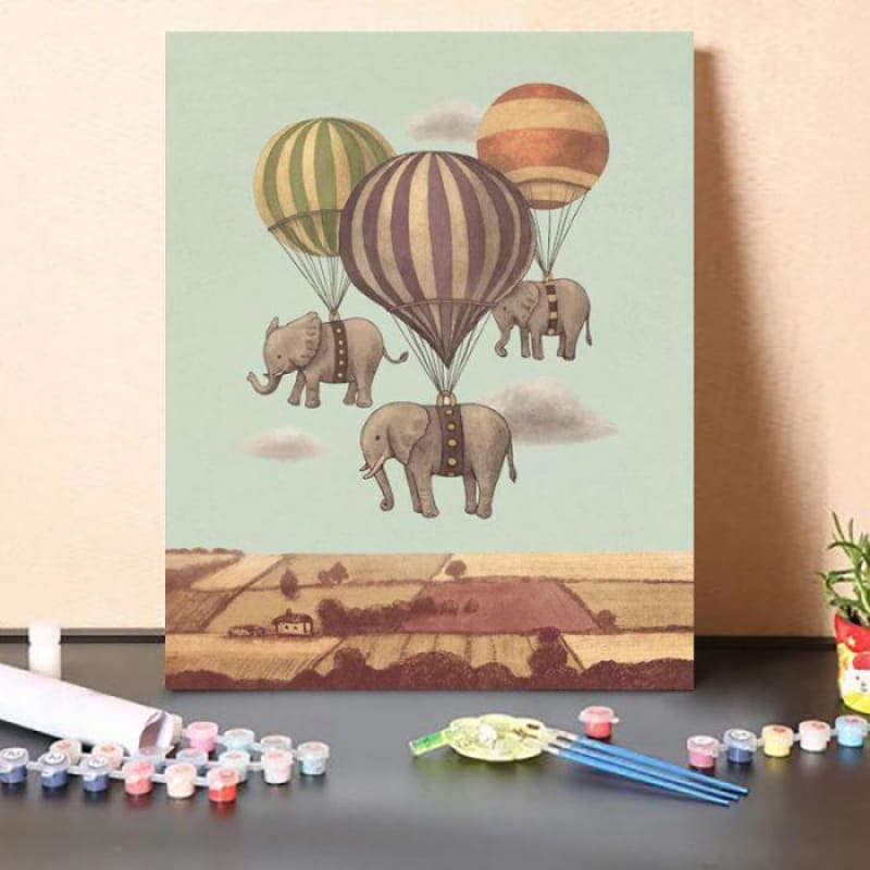 Paint By Numbers Kit Flight Of The Elephants Mint Square