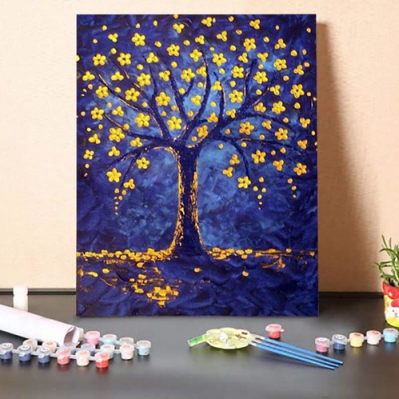 Paint by Numbers Kit-Golden five petal tree