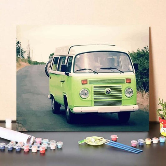 Paint By Numbers Kit Green Car Trip