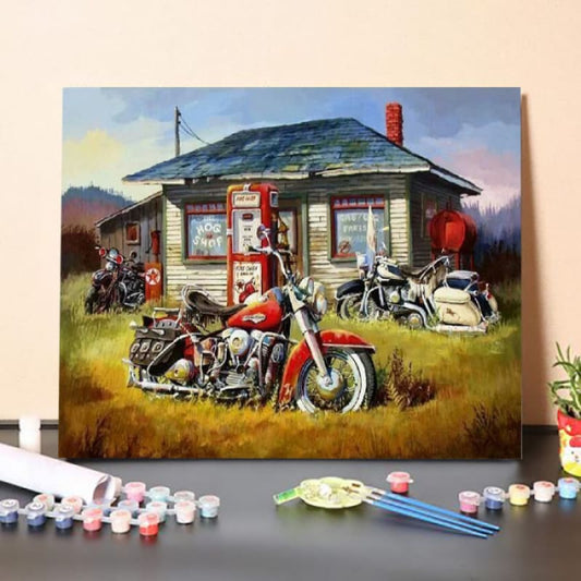 Paint by Numbers Kit Motorcycles By The House